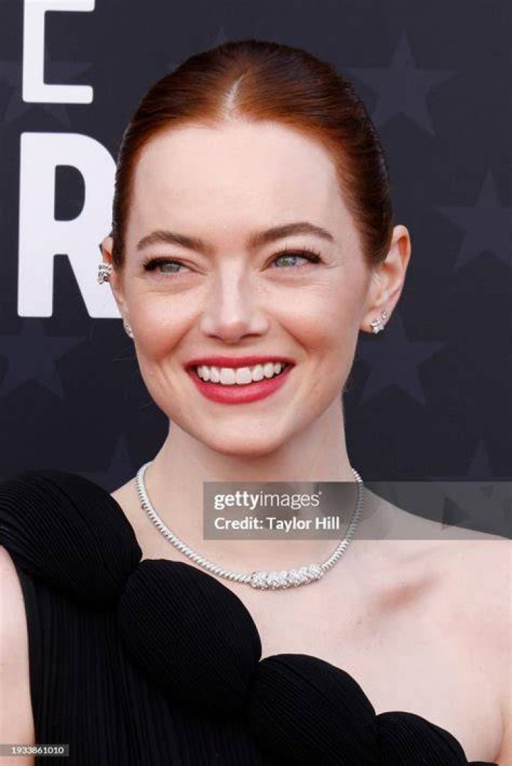 Emma Stone attends the 29th Annual Critics Choice Awards at Barker Hangar on January 14, 2024 in Santa Monica, California.